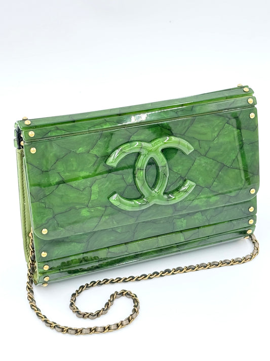 Chanel RARE Green Tortoise Minaudiere Crossbody