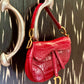 Christian Dior Medium Red Alligator Saddle