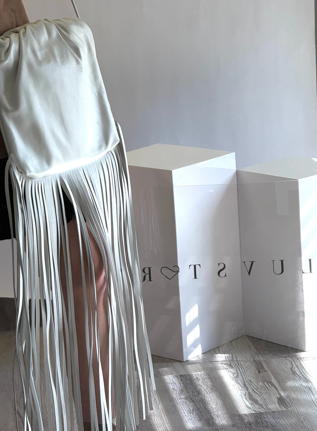 Bottega Veneta White Nappa Fringe Shoulder Bag