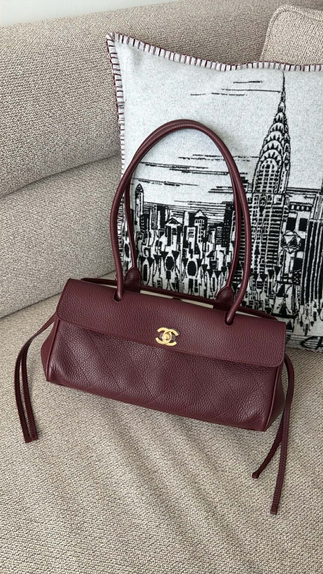 Chanel Urban Essentials Small Shopping Tote Burgundy Grained Calfskin Gold Hardware 2026