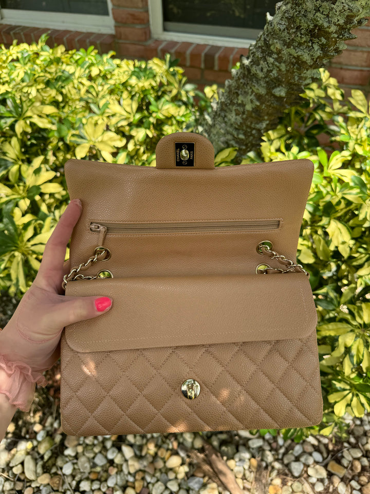 Chanel 18S Dark Beige Medium Caviar Flap Bag