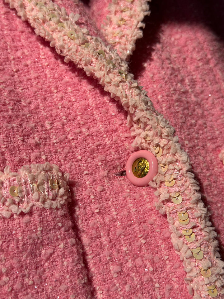 Chanel 1995 Spring “Barbie” Pink Tweed Skirt Suit