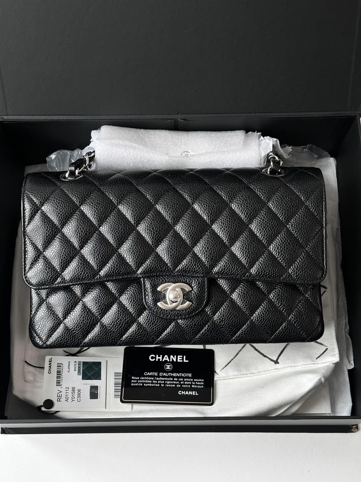 Chanel Black Medium Caviar Double Flap Bag SHW