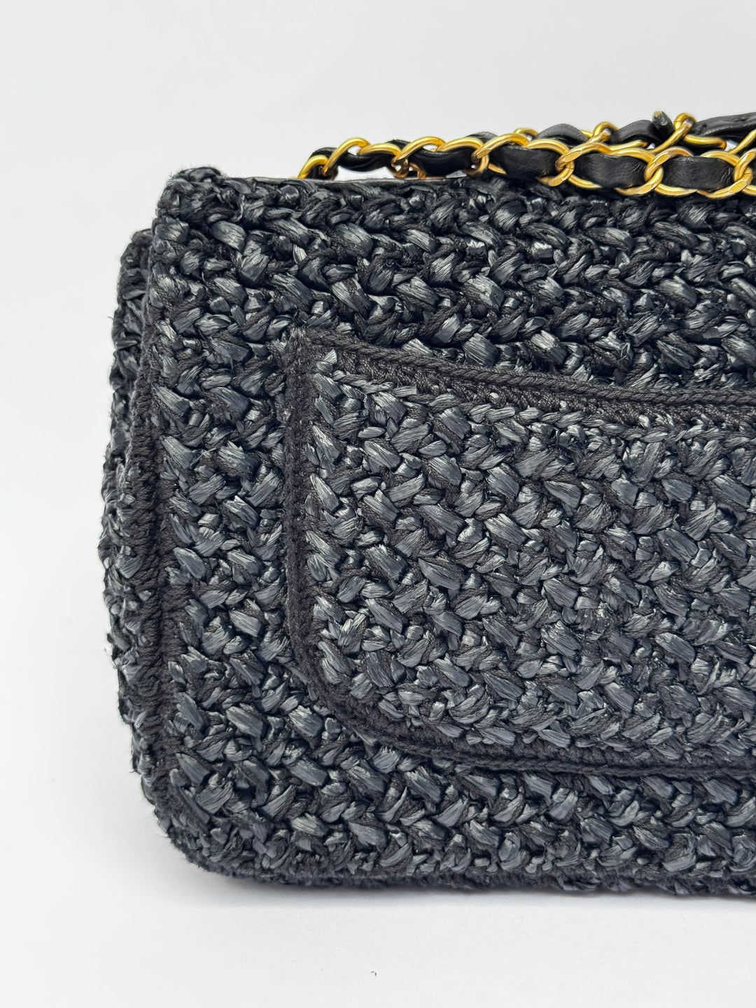 Chanel 18C Black Ancient Greece Raffia Crochet Flap Bag