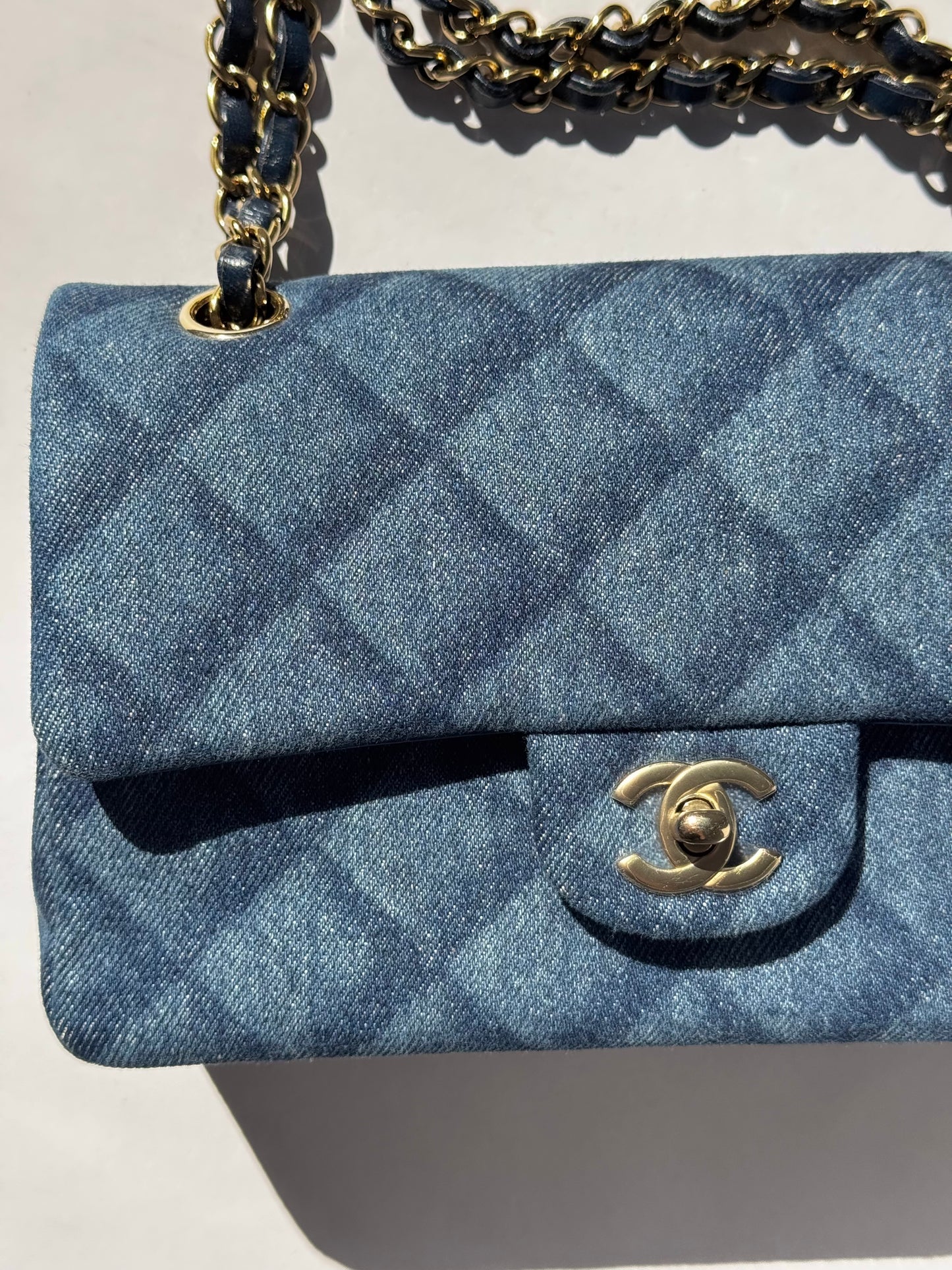 Chanel 22K Small Denim Classic Double Flap Bag