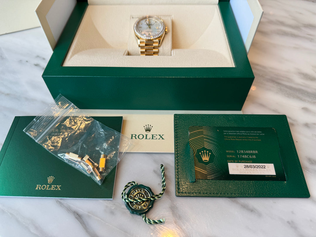 Rolex Day-Date 36mm Yellow Gold MOP Diamond Watch