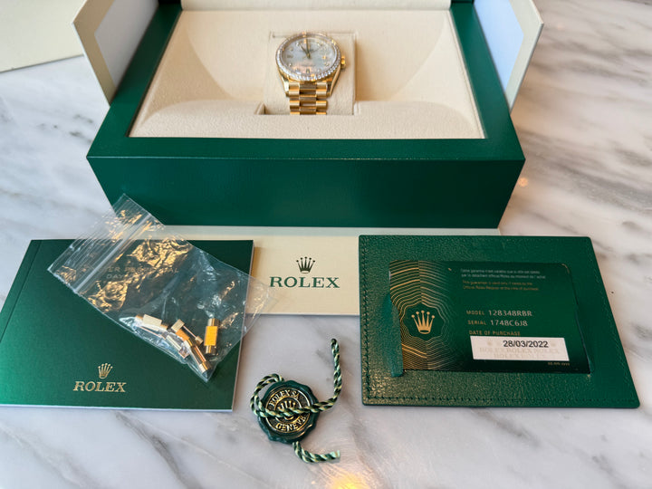 Rolex Day-Date 36mm Yellow Gold MOP Diamond Watch