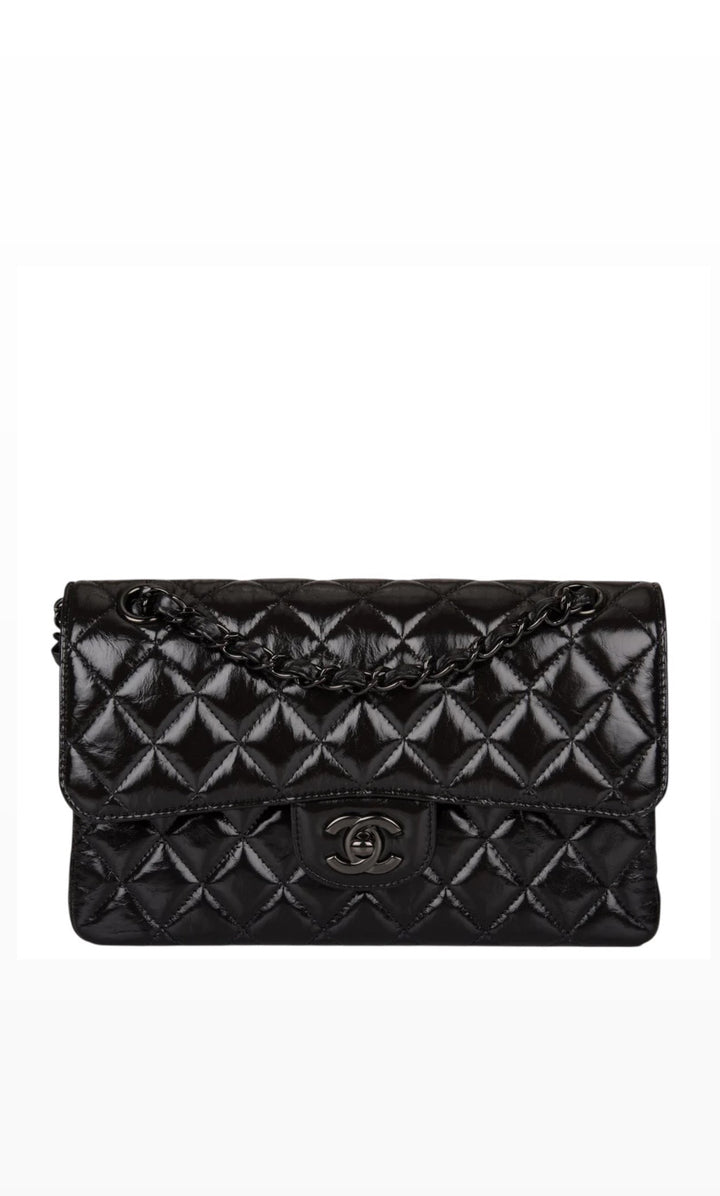 Chanel SO BLACK Small Crumpled Calfskin Double Flap Bag
