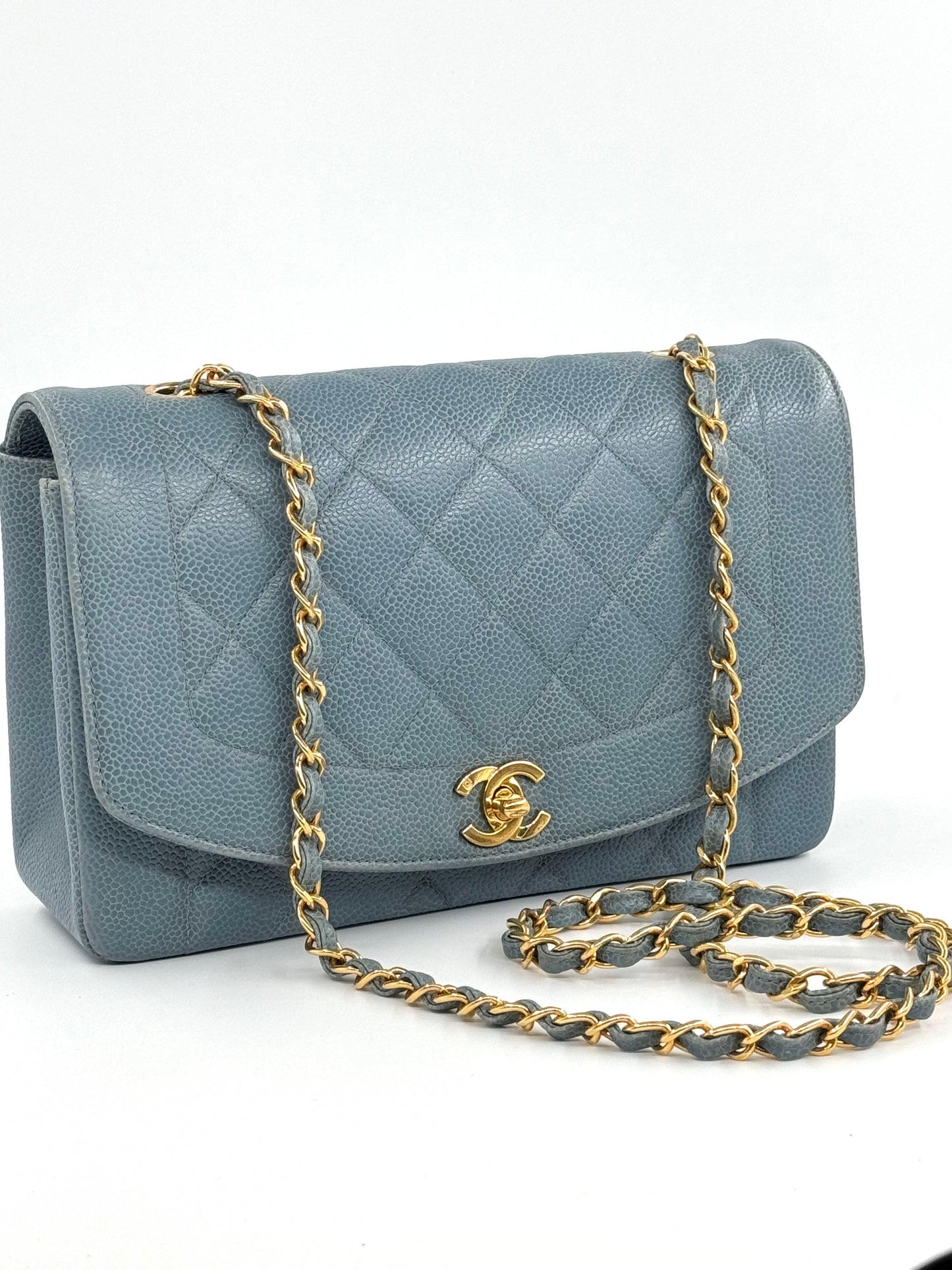 Chanel Baby Blue 24K Medium Caviar Diana Flap Bag