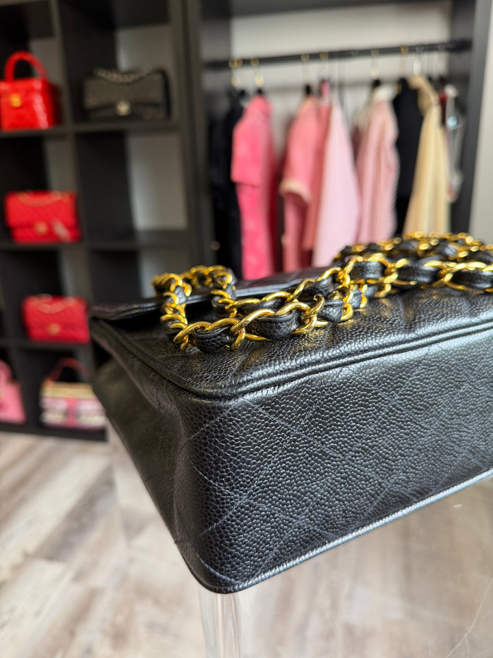 Chanel Classic Flap Jumbo Black Caviar 24K Gold Hardware 1994