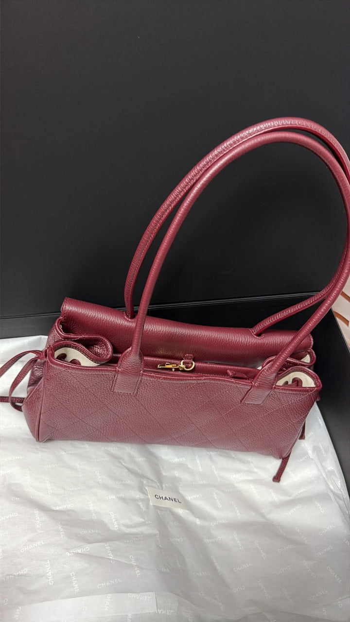 Chanel Urban Essentials Small Shopping Tote Burgundy Grained Calfskin Gold Hardware 2026
