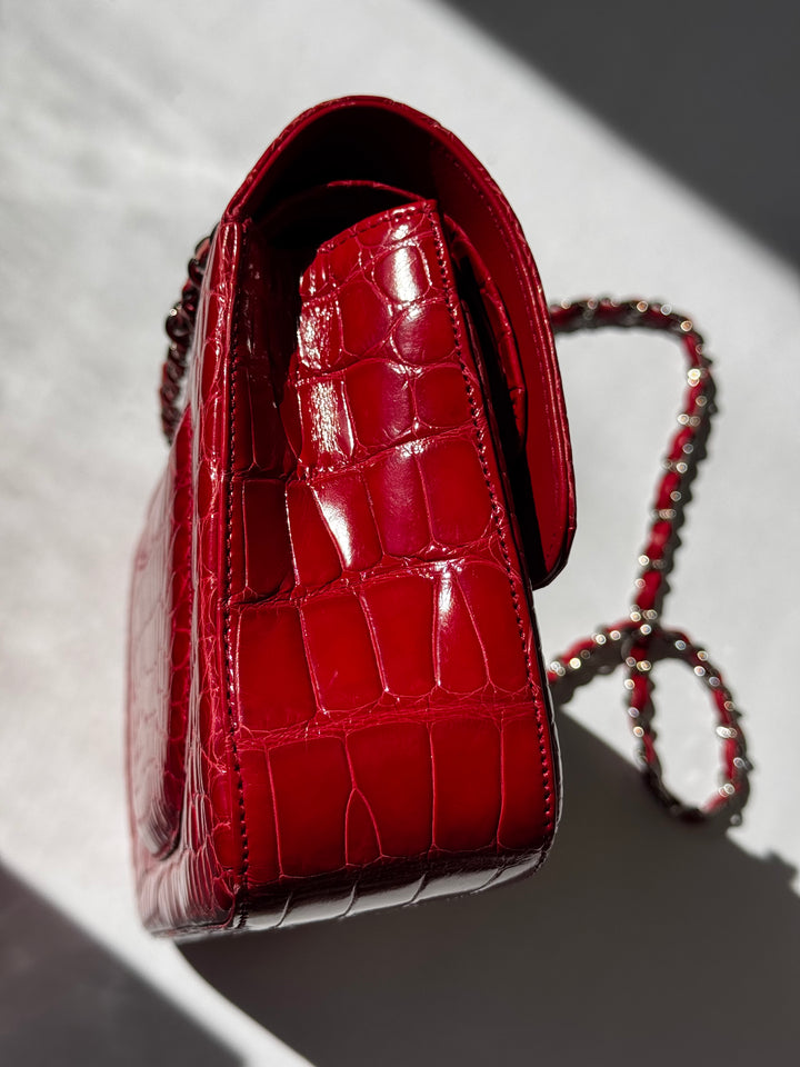Chanel Red Alligator Medium Classic Flap Bag