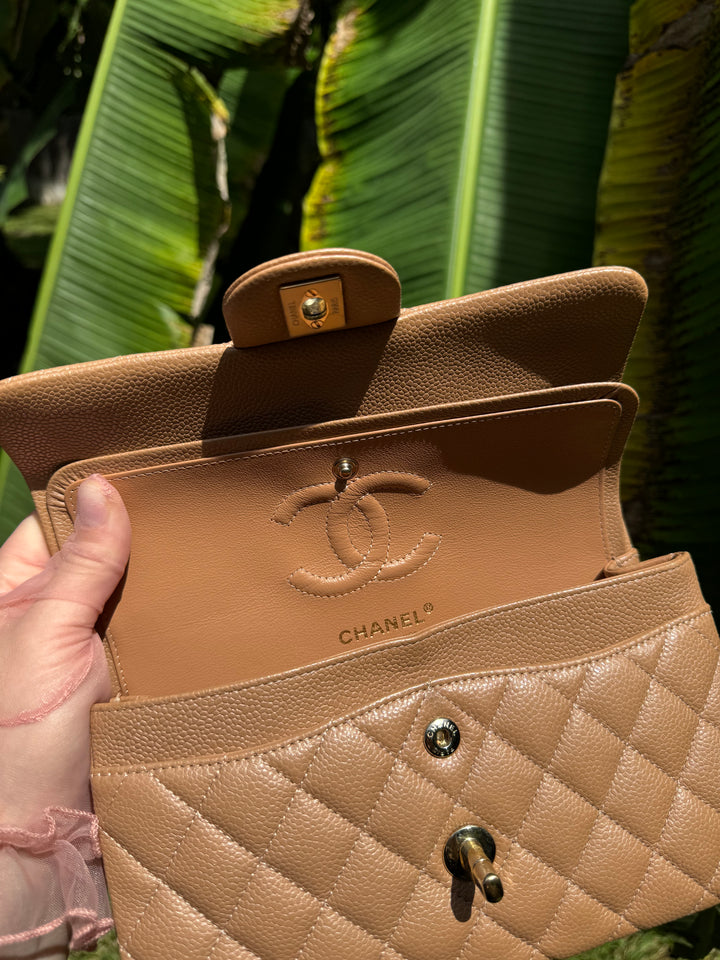 Chanel 18S Small Dark Beige Caviar Double Flap