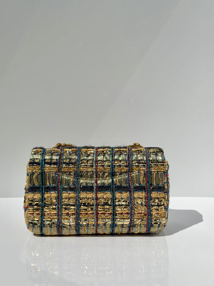 Chanel 19A Egyptian Mini Rectangular Flap Multicolor Tweed with Gold Hardware 2019