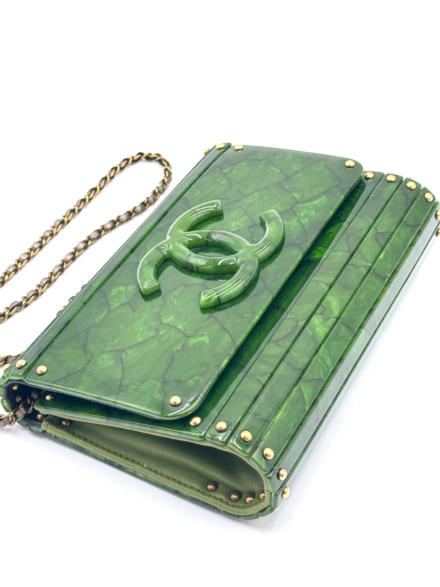 Chanel RARE Green Tortoise Minaudiere Crossbody