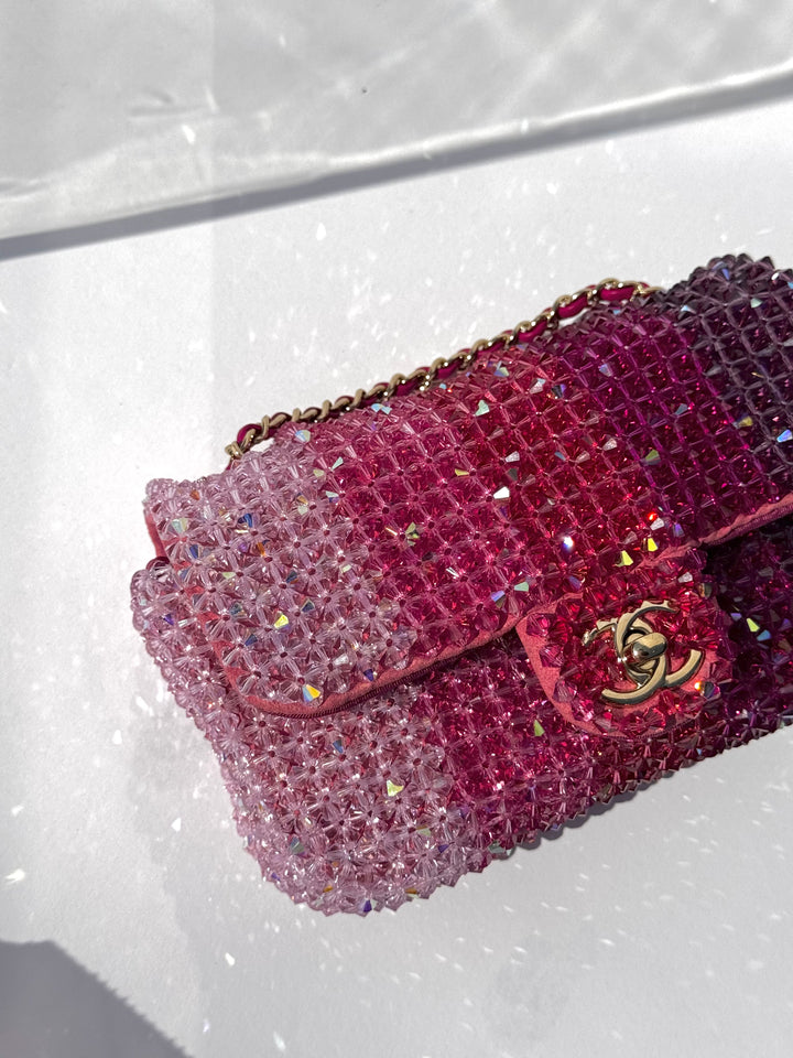 Chanel Pink Ombre Crystal Mini Flap