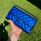 Chanel Classic Flap Patent Metallic Blue Frame Clutch