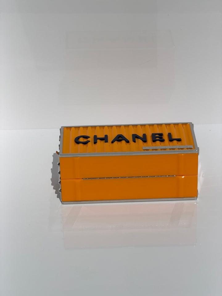Chanel Shipping Container Bag Lucite Yellow Silver Hardware 2018