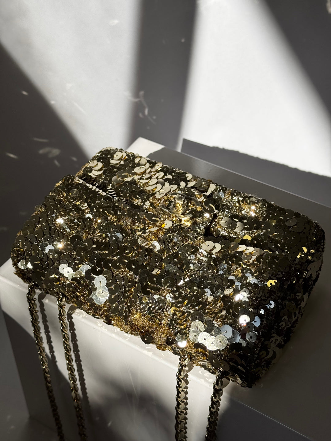Chanel Cruise 2024/25 Gold Sequins Mini Flap Bag