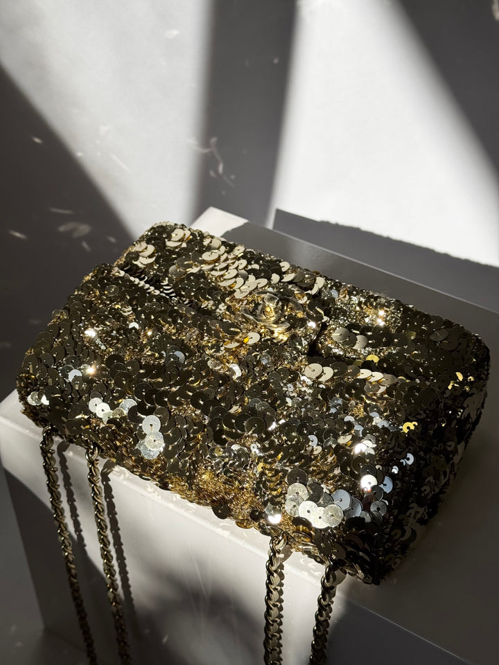 Chanel Cruise 2024/25 Gold Sequins Mini Flap Bag