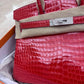 Hermes White Gold Diamond Geranium Crocodile Birkin 30