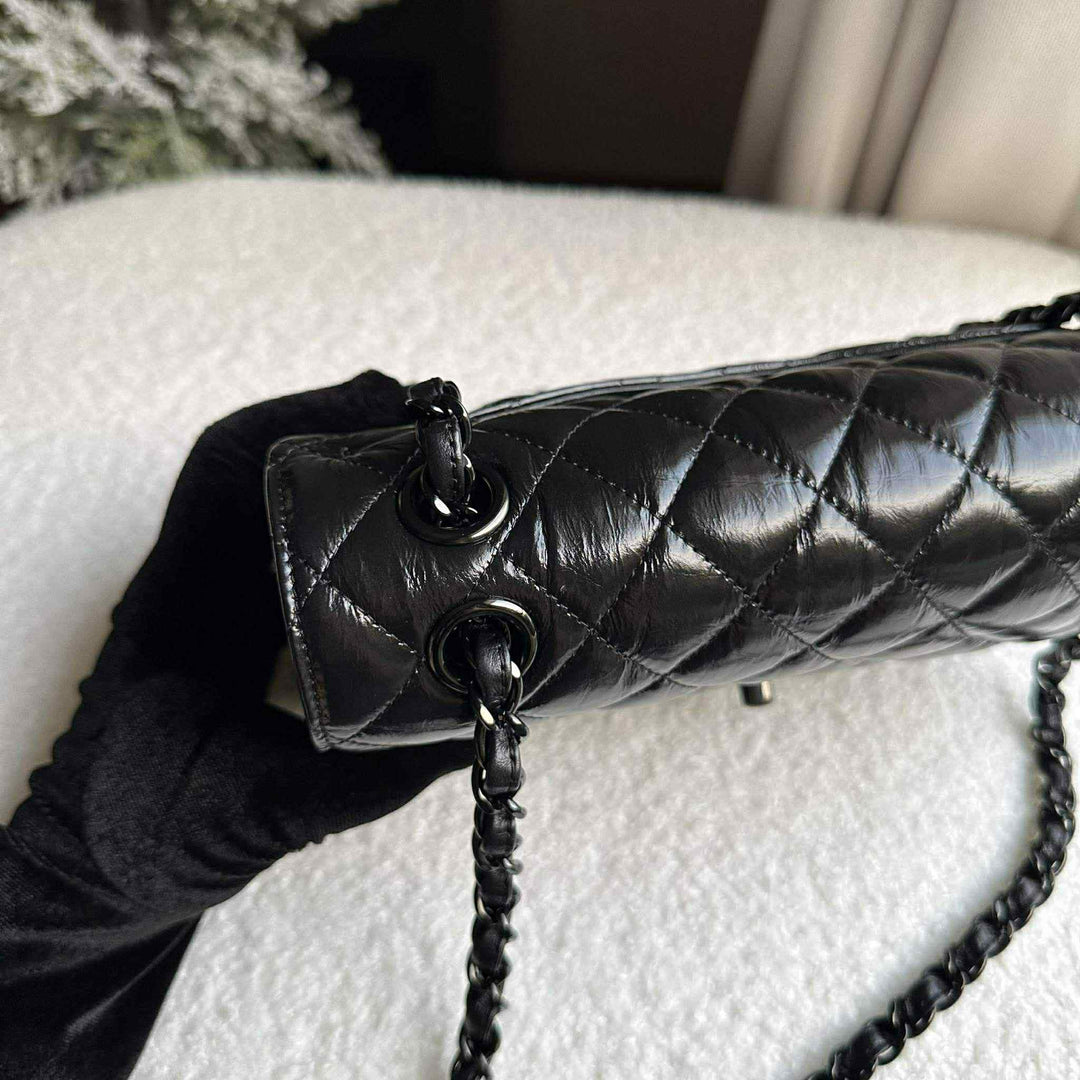 Chanel SO BLACK Small Crumpled Calfskin Double Flap Bag