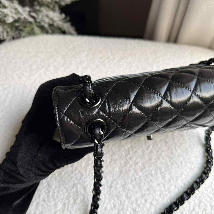 Chanel SO BLACK Small Crumpled Calfskin Double Flap Bag