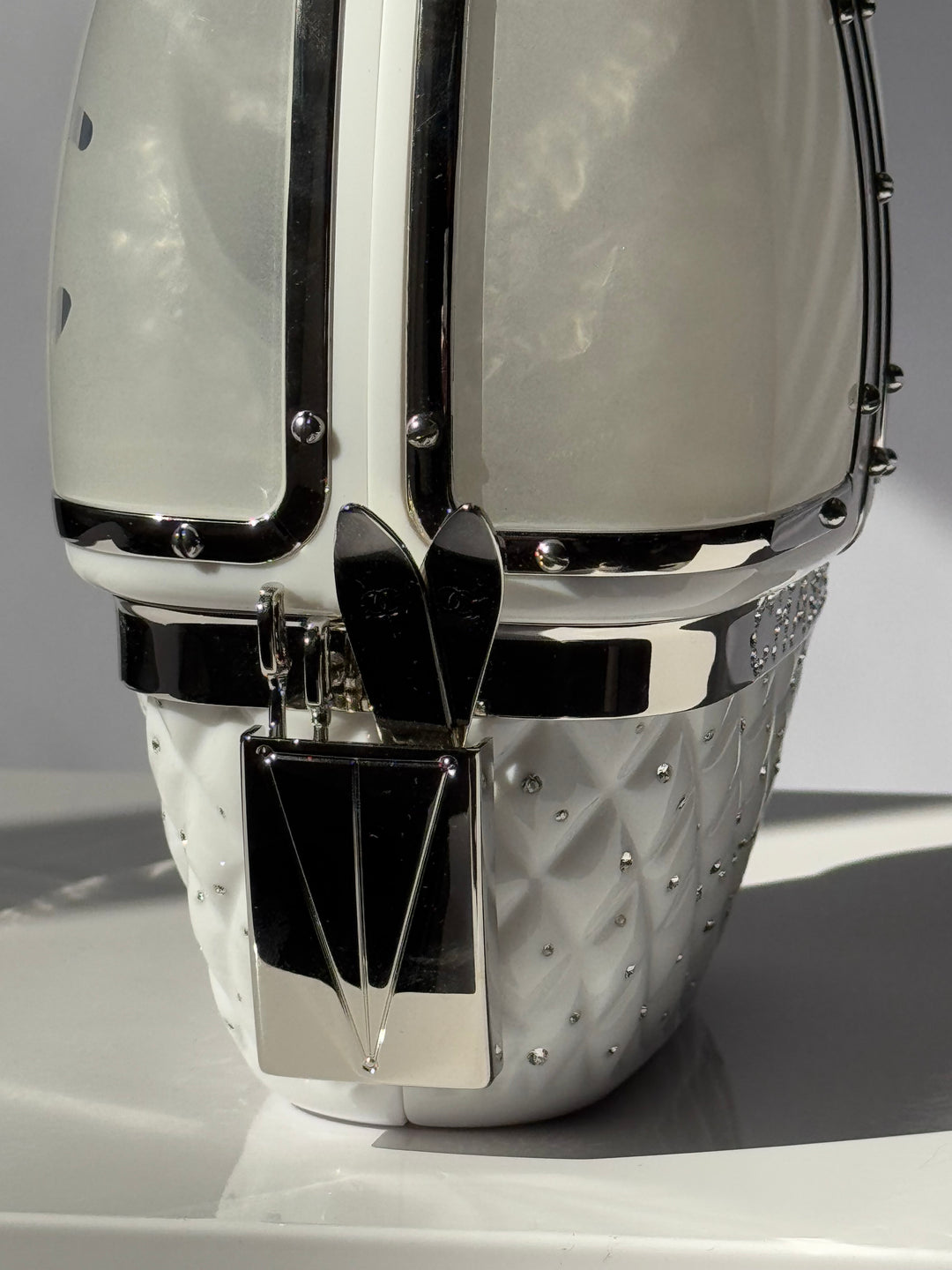Chanel White Ski Gondola Swarovski Minaudiere