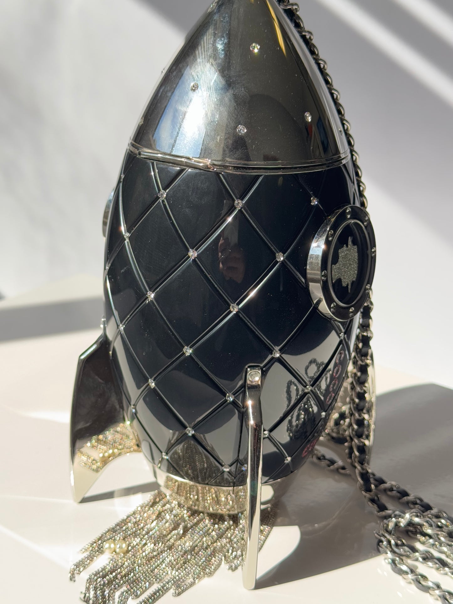 Chanel Limited Edition Black Lucite and Crystal Rocket Ship