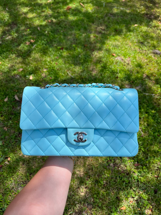 Chanel 21S Blue Neon Lambskin Medium Flap Bag