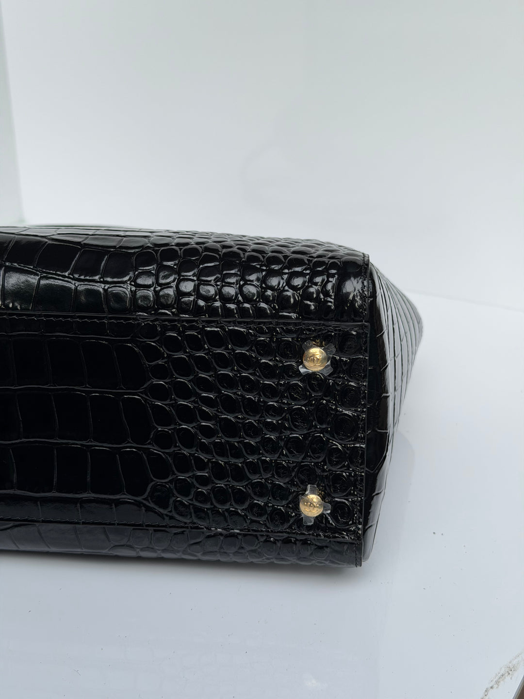 Chanel Small Shopping Bag Crocodile Embossed Calfskin Black 2026