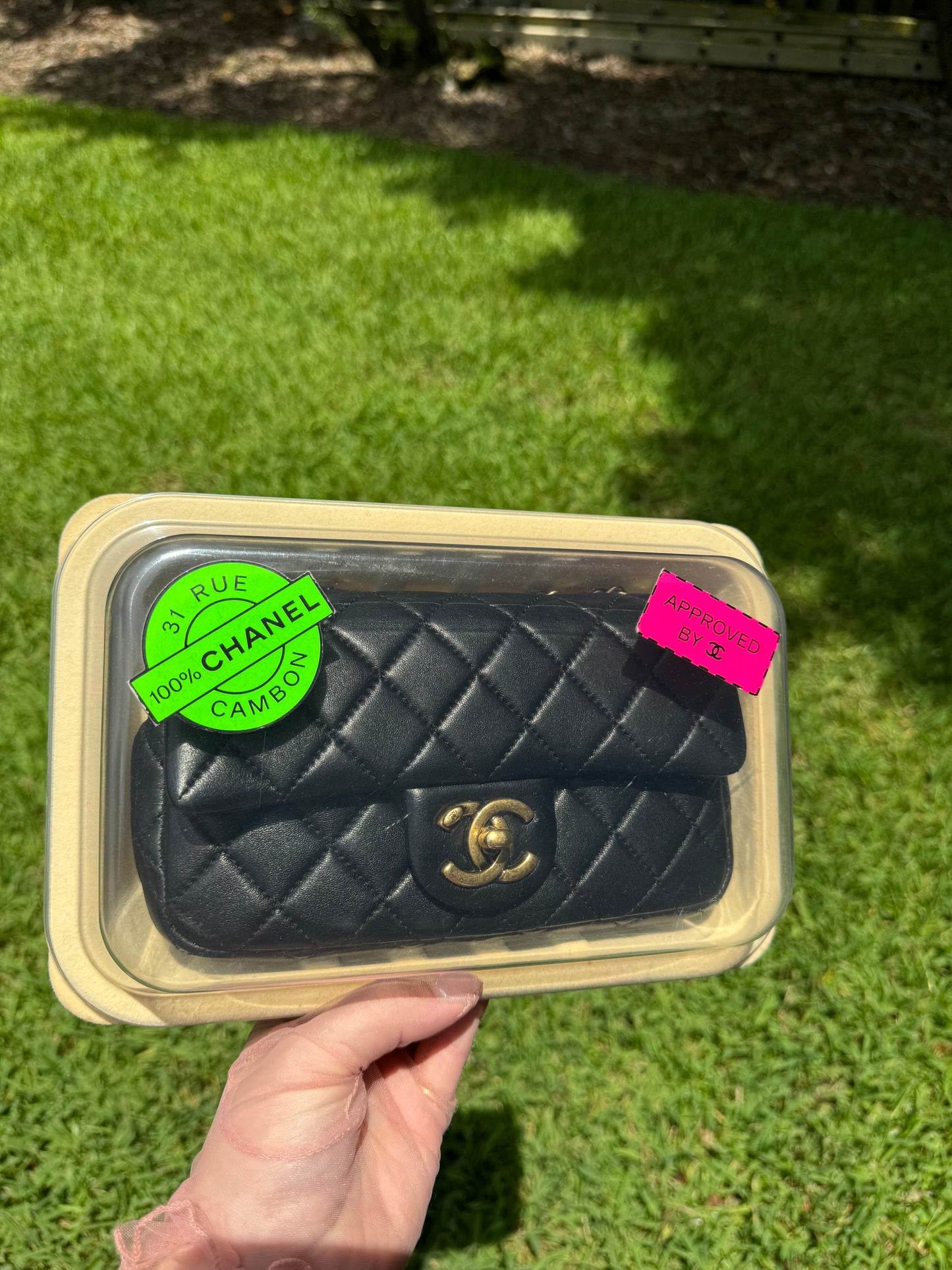 Chanel 2014 Black Lambskin Minaudières Runway "Meat Package" Flap Bag