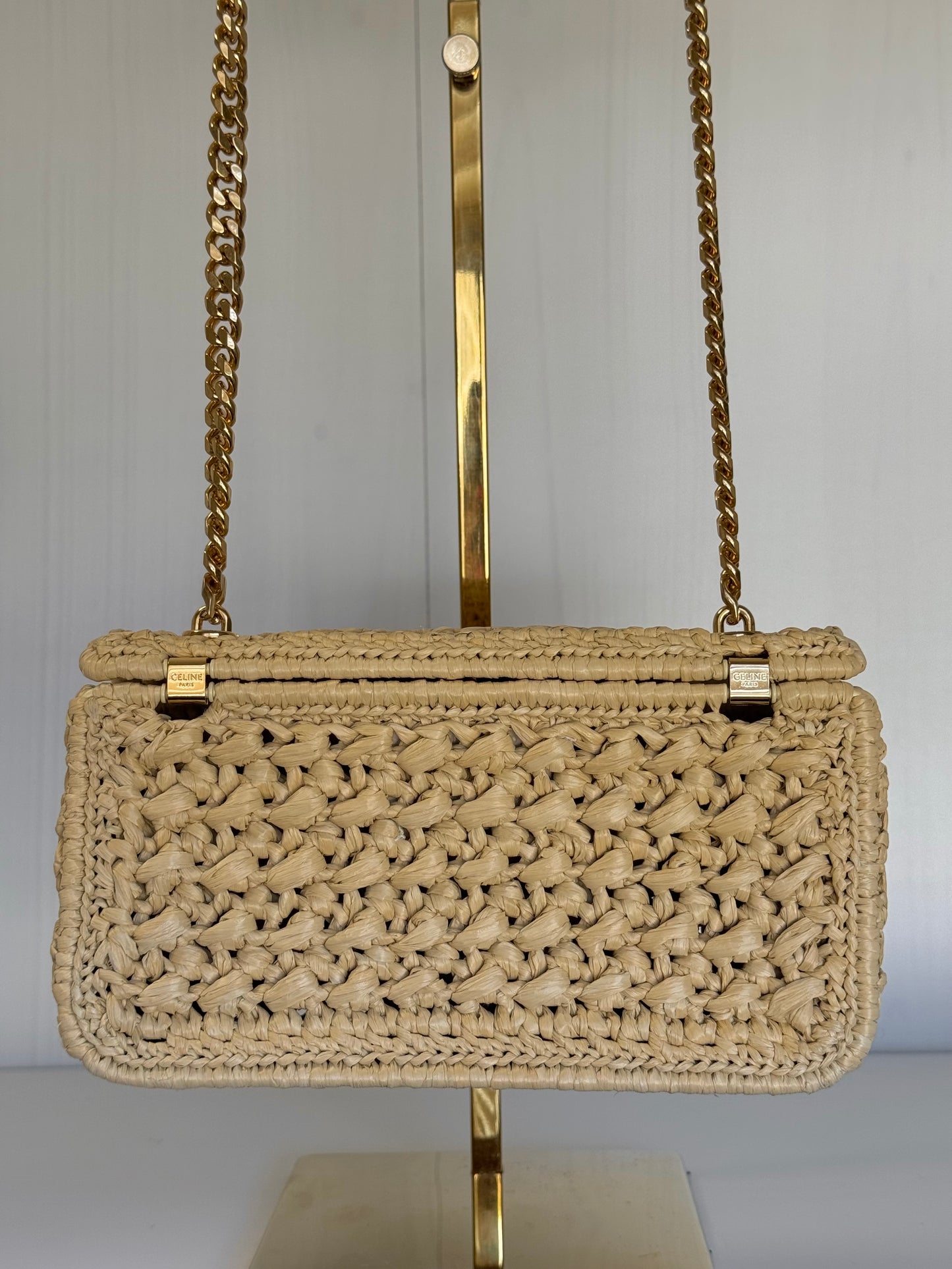 Celine 2023 Raffia Chain Shoulder Bag