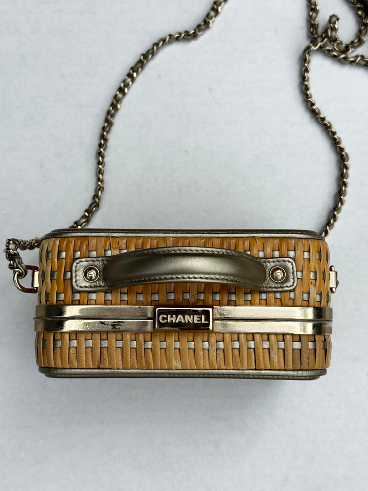 Chanel 2019 Small Gold Wicker Vanity