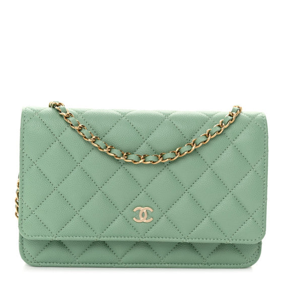Chanel Light Green Caviar WOC