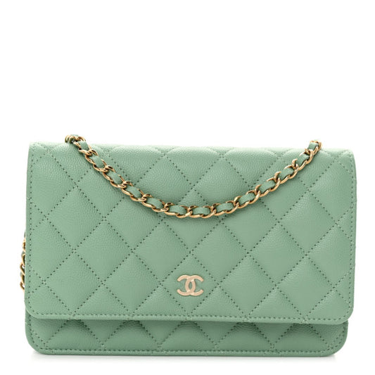 Chanel Light Green Caviar WOC