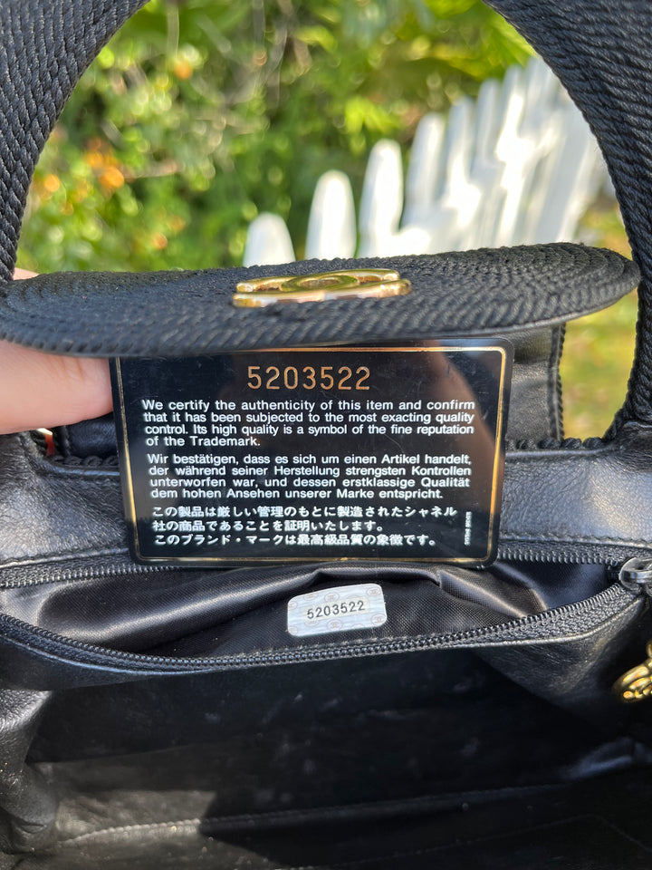 Chanel Vintage Medium Black Rope Kelly Top Handle