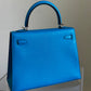 Hermes Bleu Frida Chèvre Kelly 25 Sellier