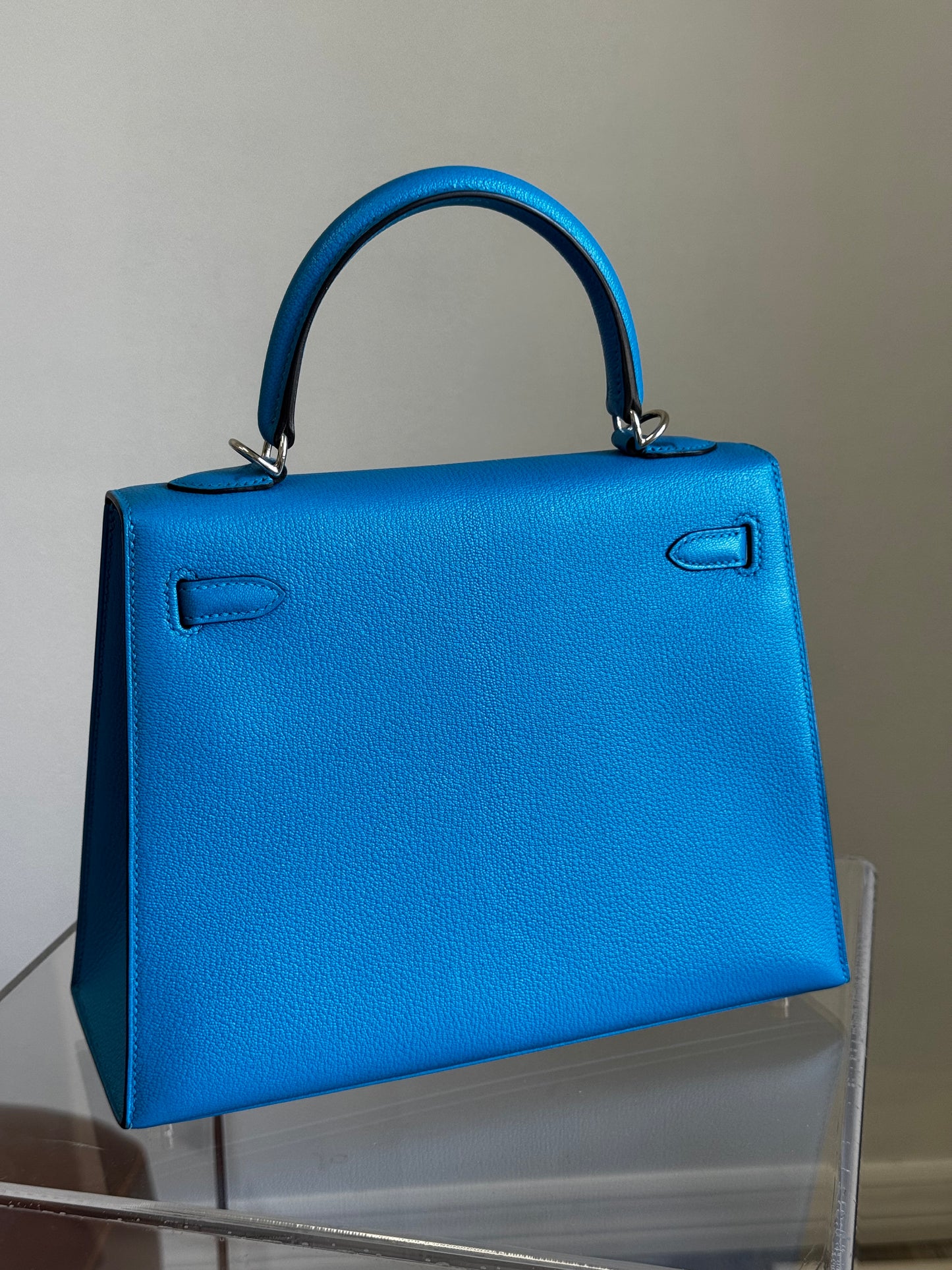 Hermes Bleu Frida Chèvre Kelly 25 Sellier