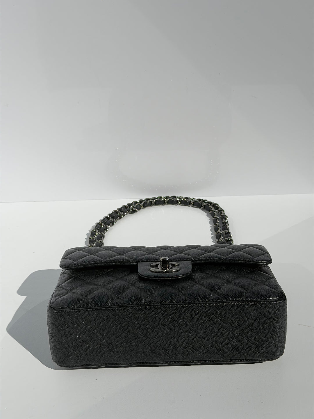 Chanel 18C Black Iridescent Small Caviar Double Flap Bag