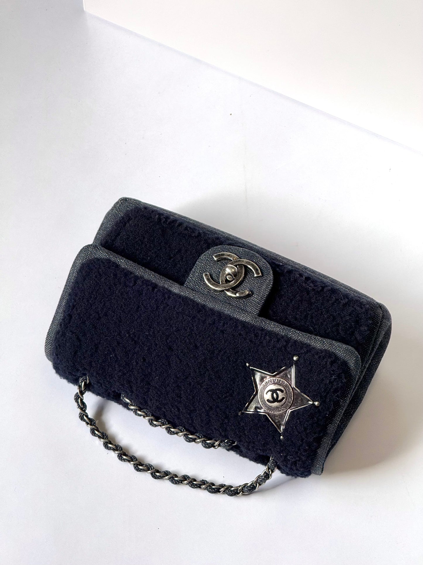 Chanel Paris Dallas Mini Denim & Shearling Flap Bag