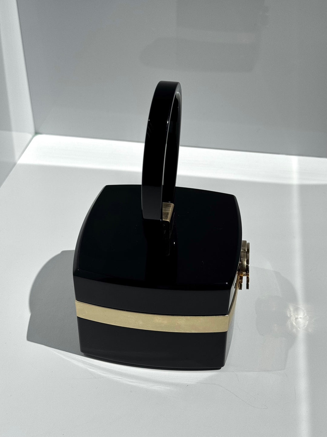 Chanel Lucite Box Mini Handbag Black Gold Hardware 2004