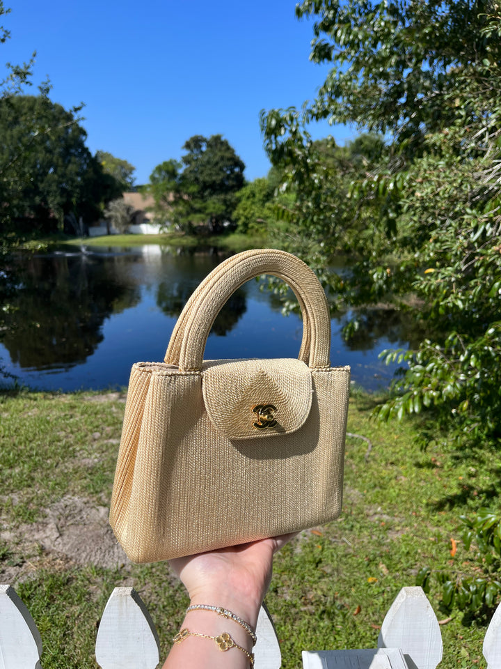 Chanel Vintage Medium Tan Rope Kelly Top Handle