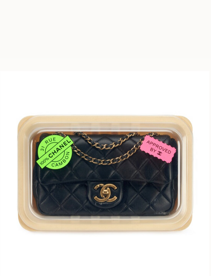 Chanel 2014 Black Lambskin Minaudières Runway "Meat Package" Flap Bag