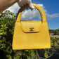 Chanel Vintage Medium Yellow Caviar Kelly Top Handle