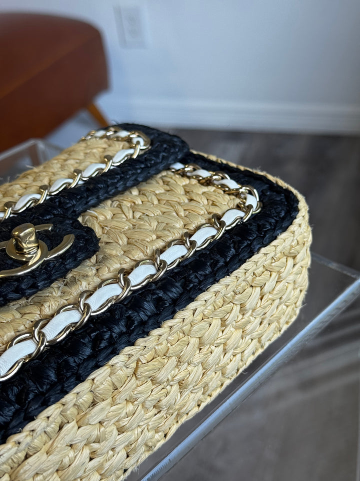 Chanel 24C Venice Beach Medium Braided Raffia Flap Bag