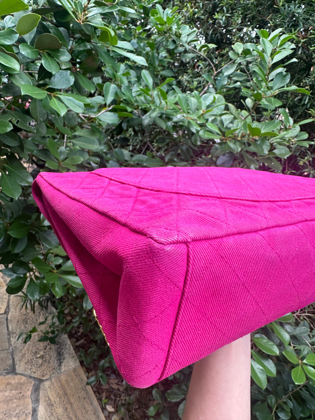 Chanel 1990 RARE Hot Pink Denim Maxi Flap Bag