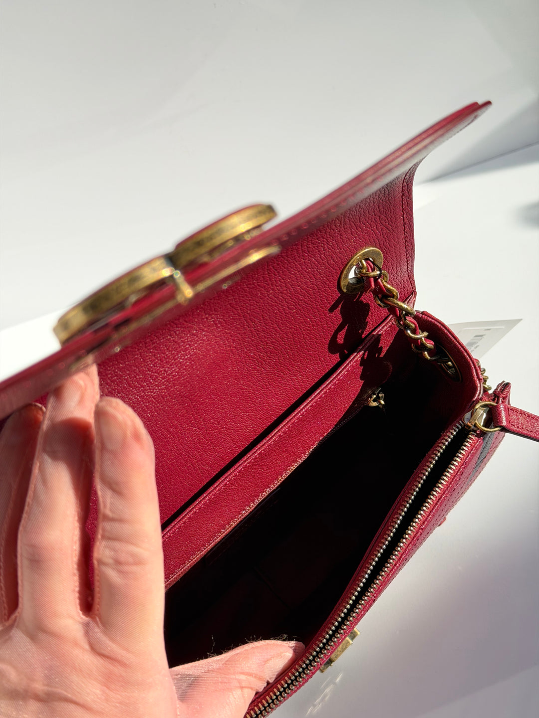 Chanel 17B Small Burgundy Coco Curve Messenger Flap Bag