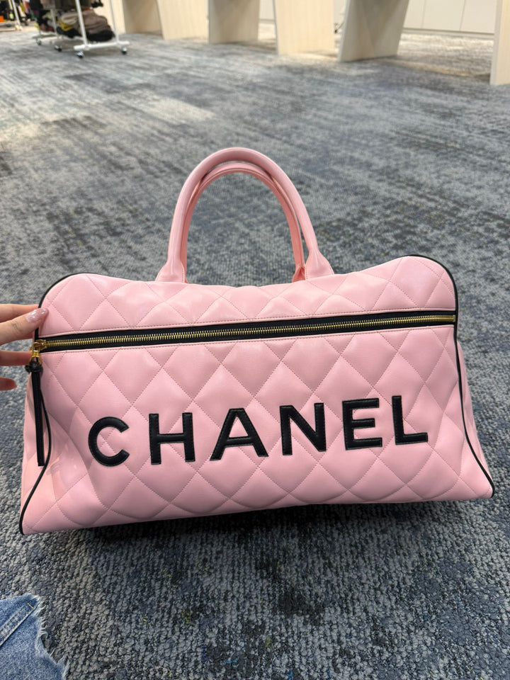 Chanel 1995 Pink CC Calfskin Duffle Bag