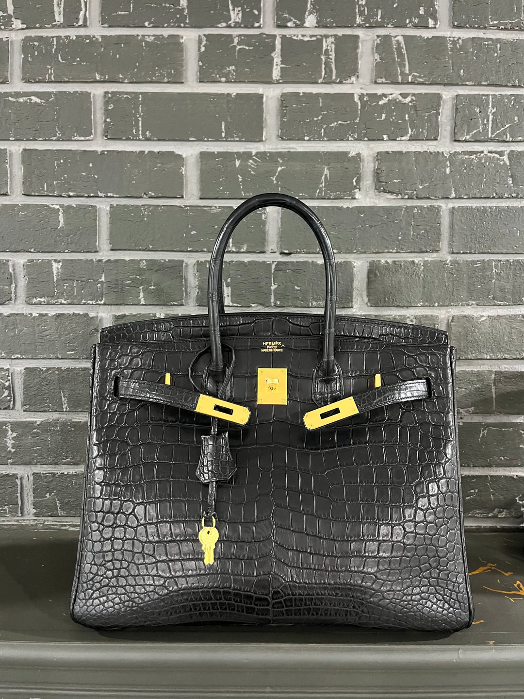 Hermes Black Matte Croc Birkin 35 GHW